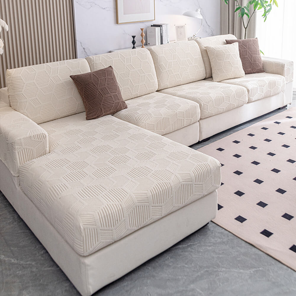 Honeycomb Pattern Water-Resistant Stretch Couch Cover - Full-Cover Magic Protector