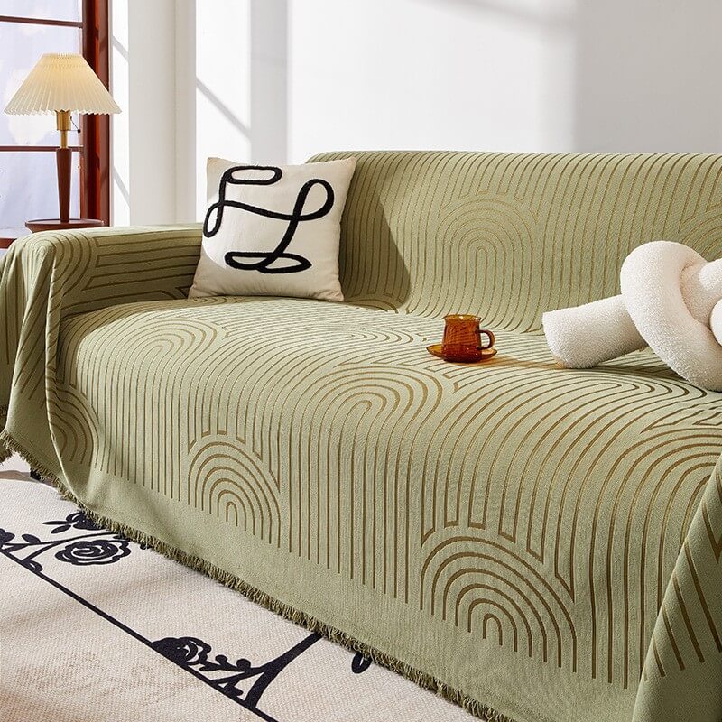 Chic Minimalist Arch Motif Chenille Throw Couch Cover — Scratch-Resistant & Ultra-Soft Comfort