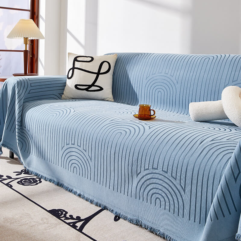 Chic Minimalist Arch Motif Chenille Throw Couch Cover — Scratch-Resistant & Ultra-Soft Comfort