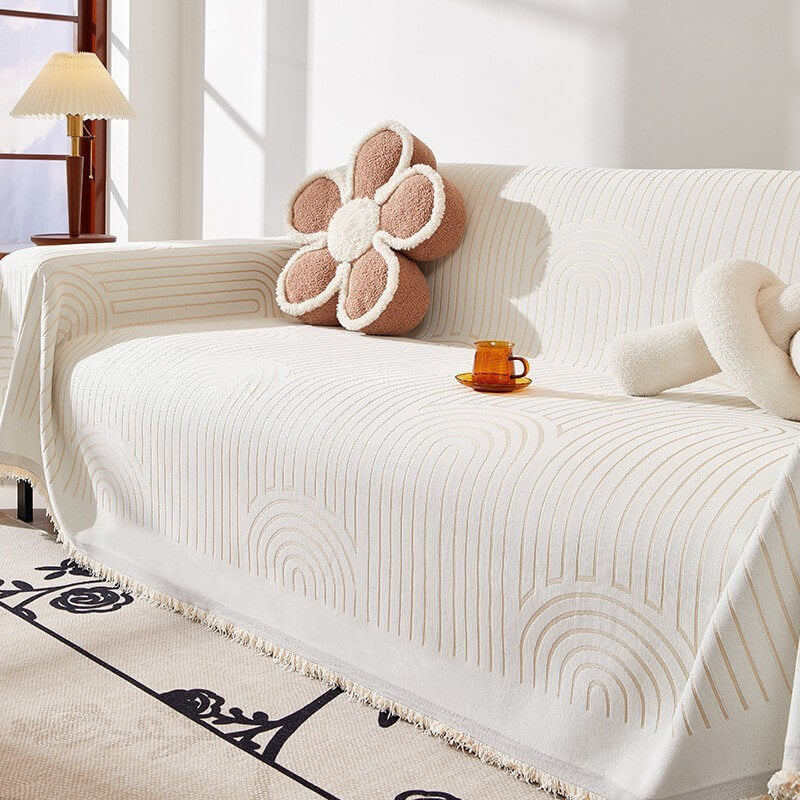 Chic Minimalist Arch Motif Chenille Throw Couch Cover — Scratch-Resistant & Ultra-Soft Comfort