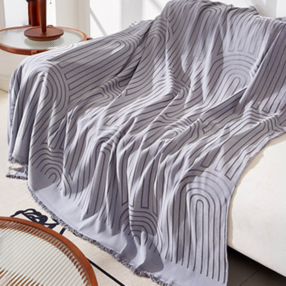 Chic Minimalist Arch Motif Chenille Throw Couch Cover — Scratch-Resistant & Ultra-Soft Comfort