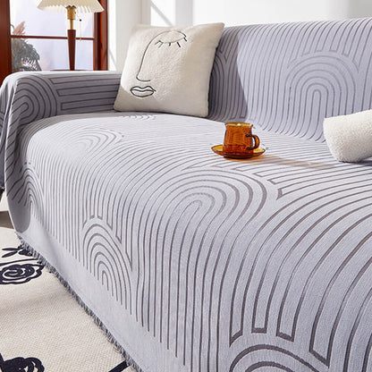 Chic Minimalist Arch Motif Chenille Throw Couch Cover — Scratch-Resistant & Ultra-Soft Comfort