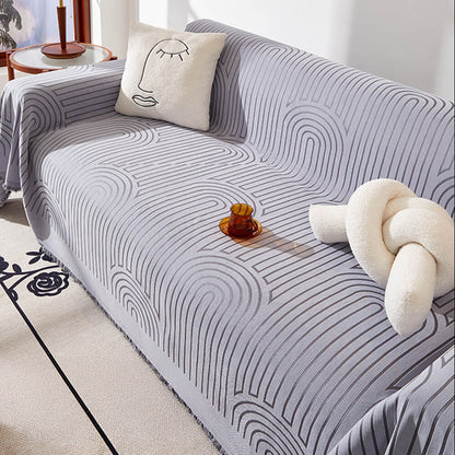 Chic Minimalist Arch Motif Chenille Throw Couch Cover — Scratch-Resistant & Ultra-Soft Comfort
