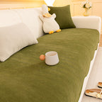 Chic Herringbone Chenille Non-Slip Couch Cover with a Wavy Edge - Minimalist Design