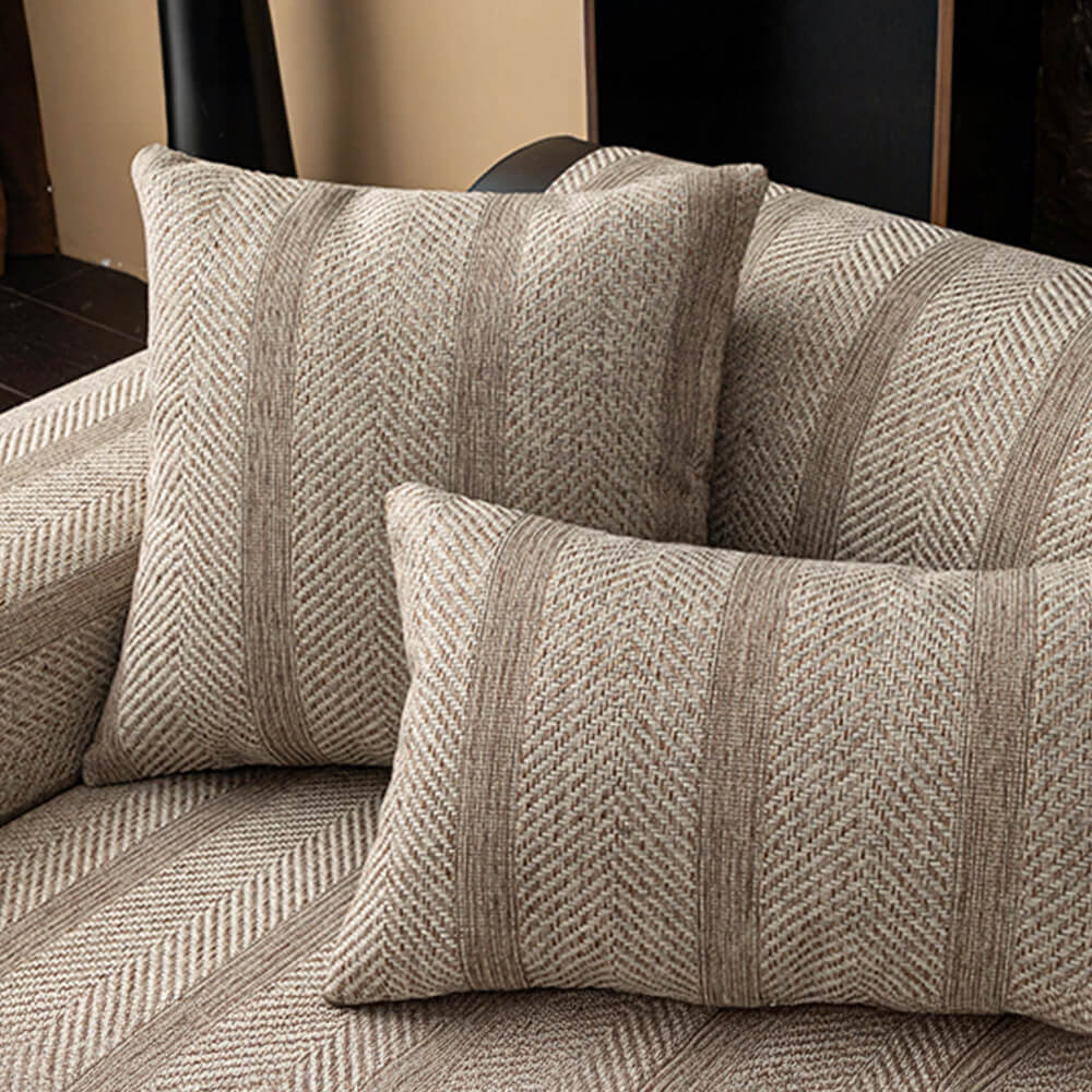 All-Season Breathable Faux Linen Couch Cover with Minimalist Herringbone Weave