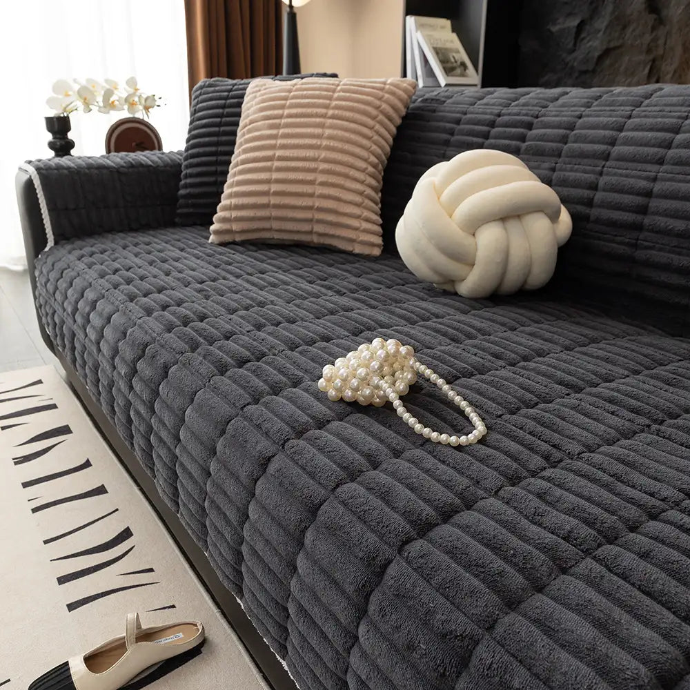 One-Piece Cozy Flannel Sofa Protector — Non-Slip Recliner Chair Cover