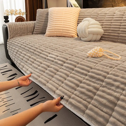 One-Piece Cozy Flannel Sofa Protector — Non-Slip Recliner Chair Cover