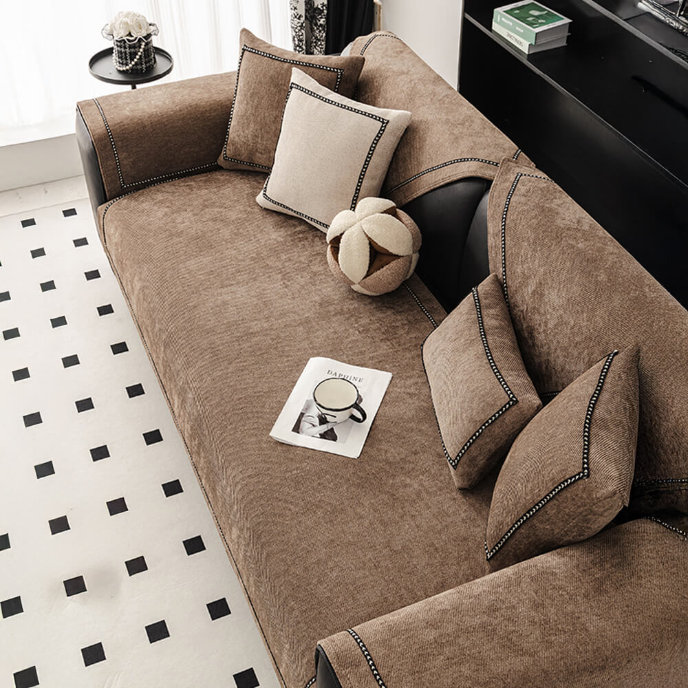 Elegant Modern Jacquard Chenille Couch Cover — Heavyweight & Non-Slip