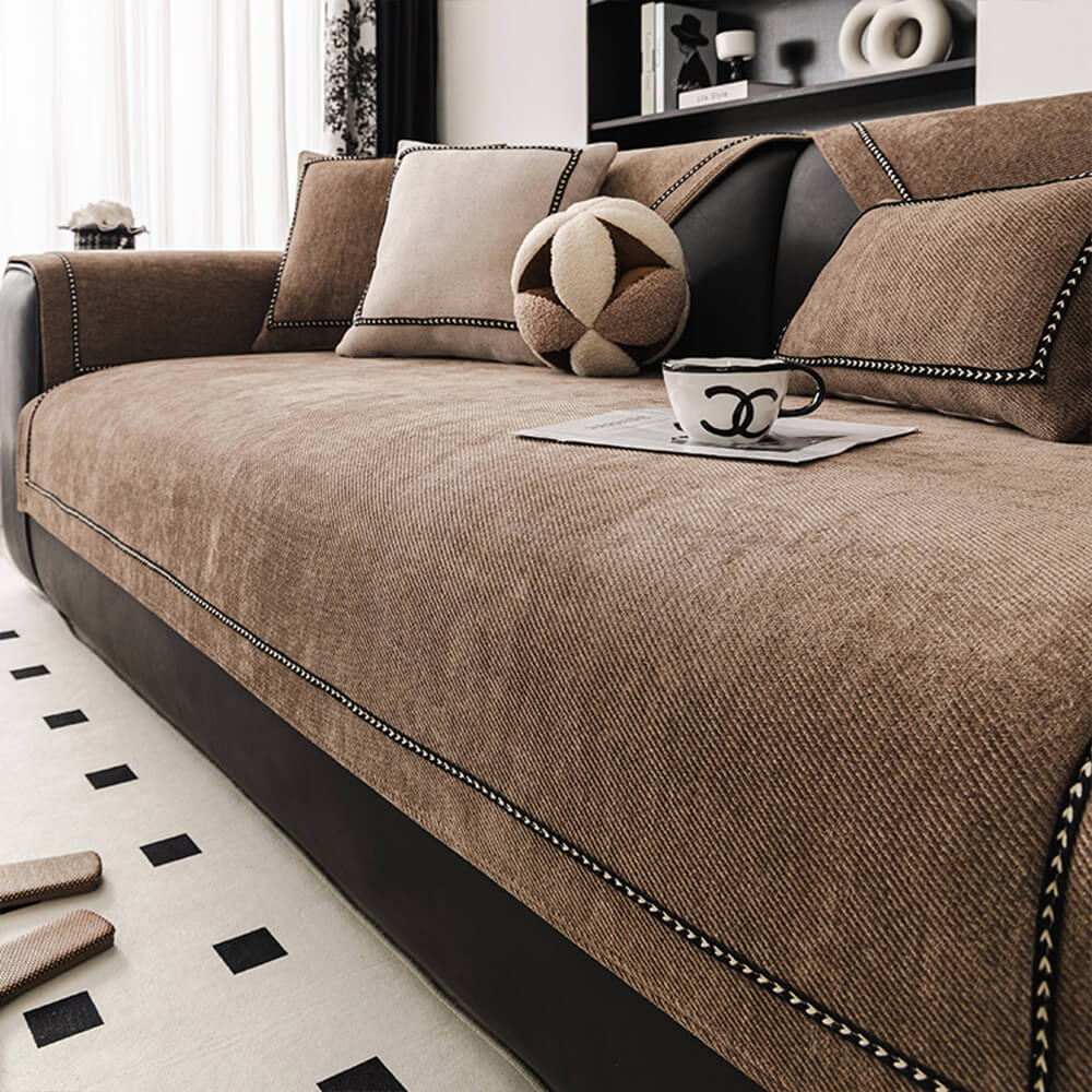Elegant Modern Jacquard Chenille Couch Cover — Heavyweight & Non-Slip