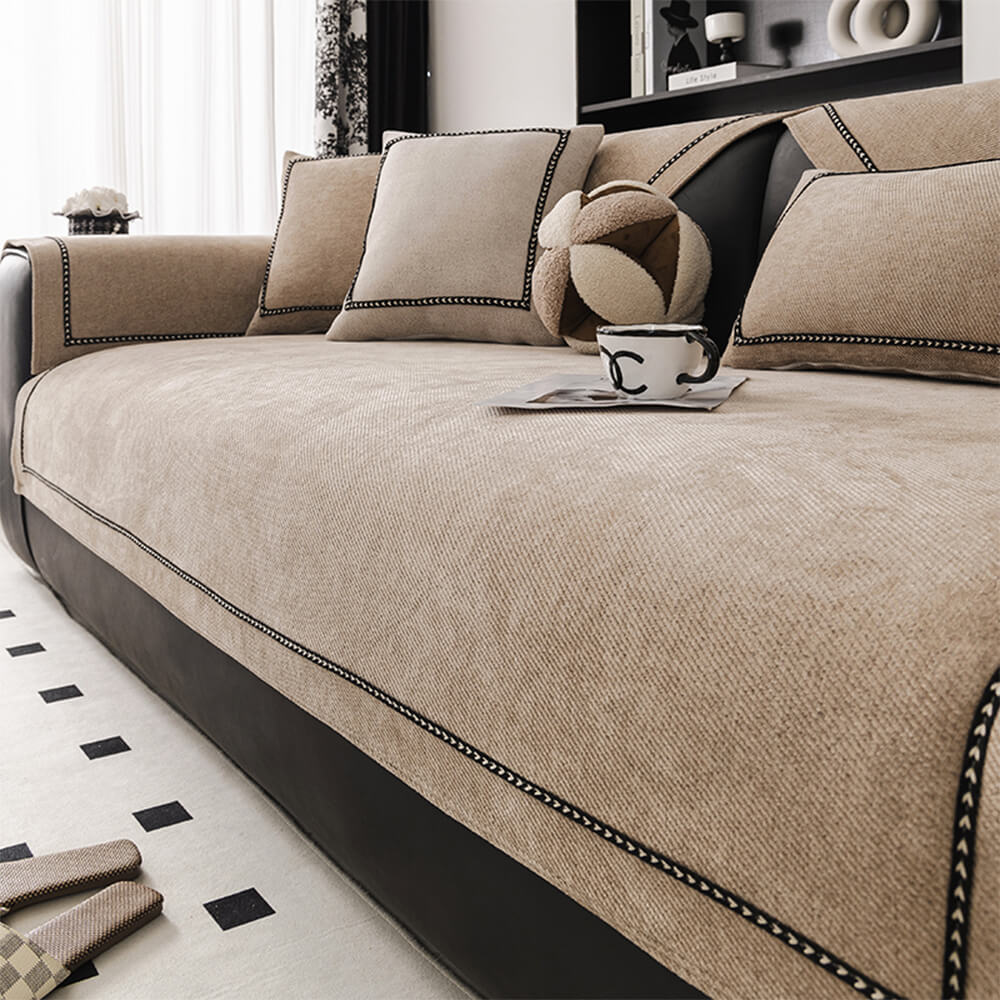 Elegant Modern Jacquard Chenille Couch Cover — Heavyweight & Non-Slip