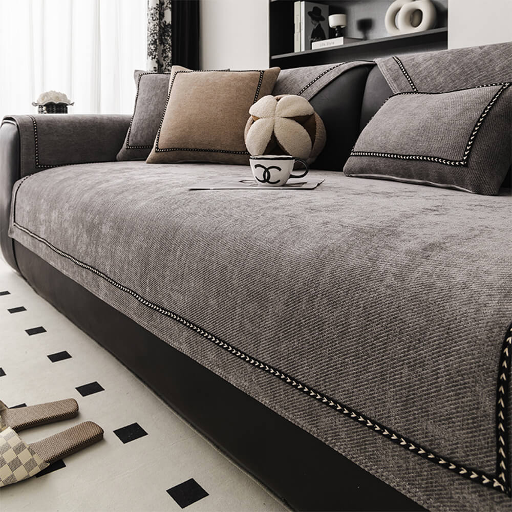 Elegant Modern Jacquard Chenille Couch Cover — Heavyweight & Non-Slip