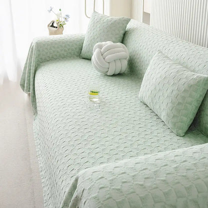 Cooling Textured Ice Silk Sofa Blanket – Skin-Friendly, Breathable, Washable Couch Cover