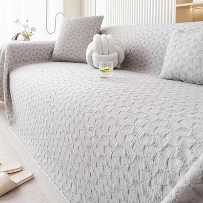 Cooling Textured Ice Silk Sofa Blanket – Skin-Friendly, Breathable, Washable Couch Cover