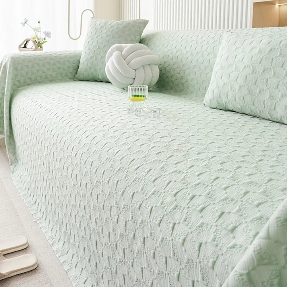 Cooling Textured Ice Silk Sofa Blanket – Skin-Friendly, Breathable, Washable Couch Cover