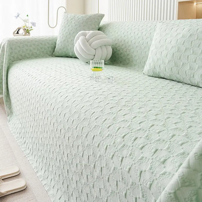 Cooling Textured Ice Silk Sofa Blanket – Skin-Friendly, Breathable, Washable Couch Cover