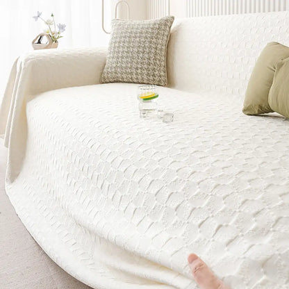 Cooling Textured Ice Silk Sofa Blanket – Skin-Friendly, Breathable, Washable Couch Cover