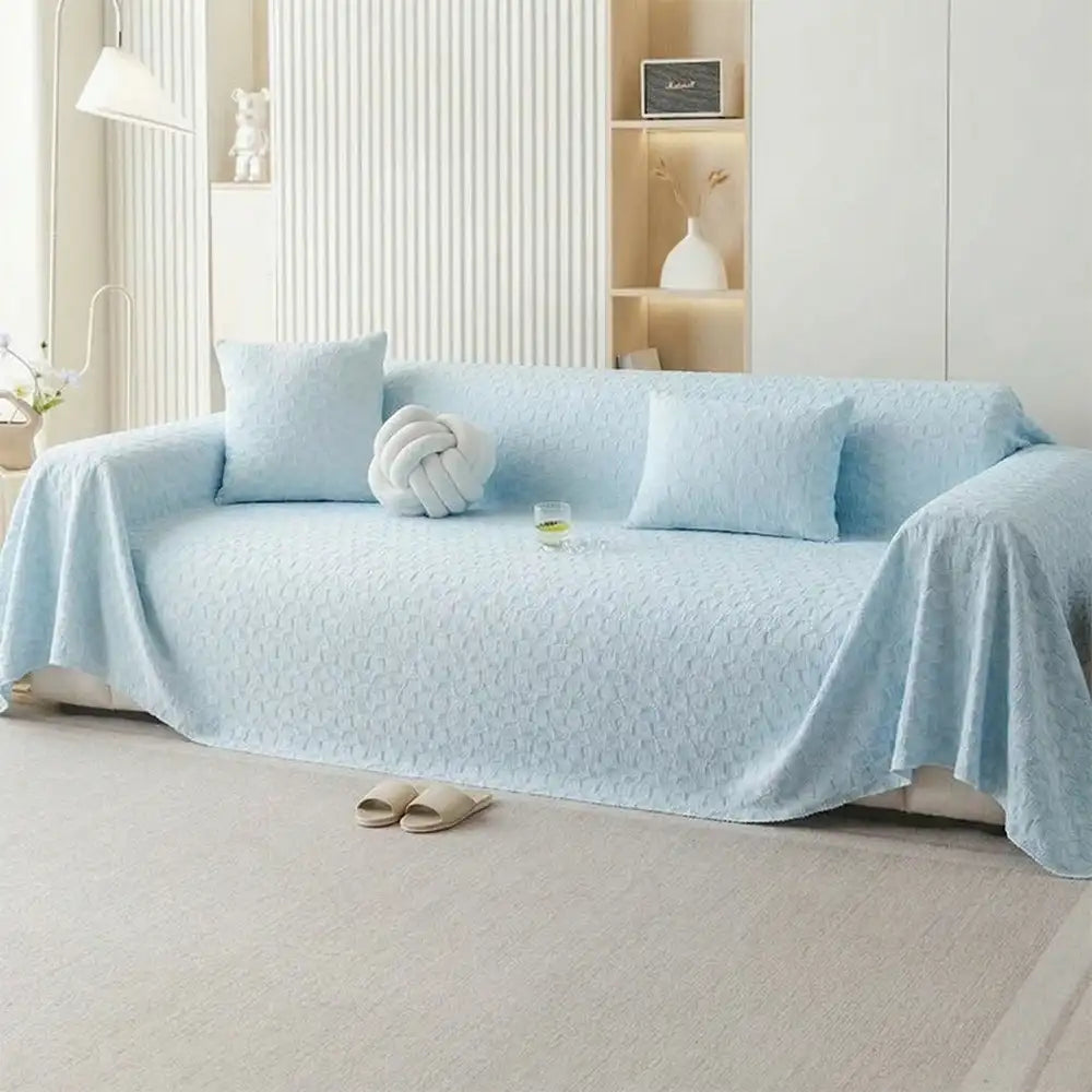 Cooling Textured Ice Silk Sofa Blanket – Skin-Friendly, Breathable, Washable Couch Cover