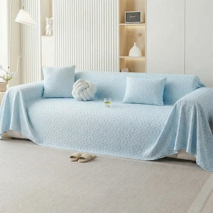 Cooling Textured Ice Silk Sofa Blanket – Skin-Friendly, Breathable, Washable Couch Cover