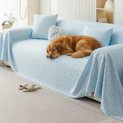 Cooling Textured Ice Silk Sofa Blanket – Skin-Friendly, Breathable, Washable Couch Cover