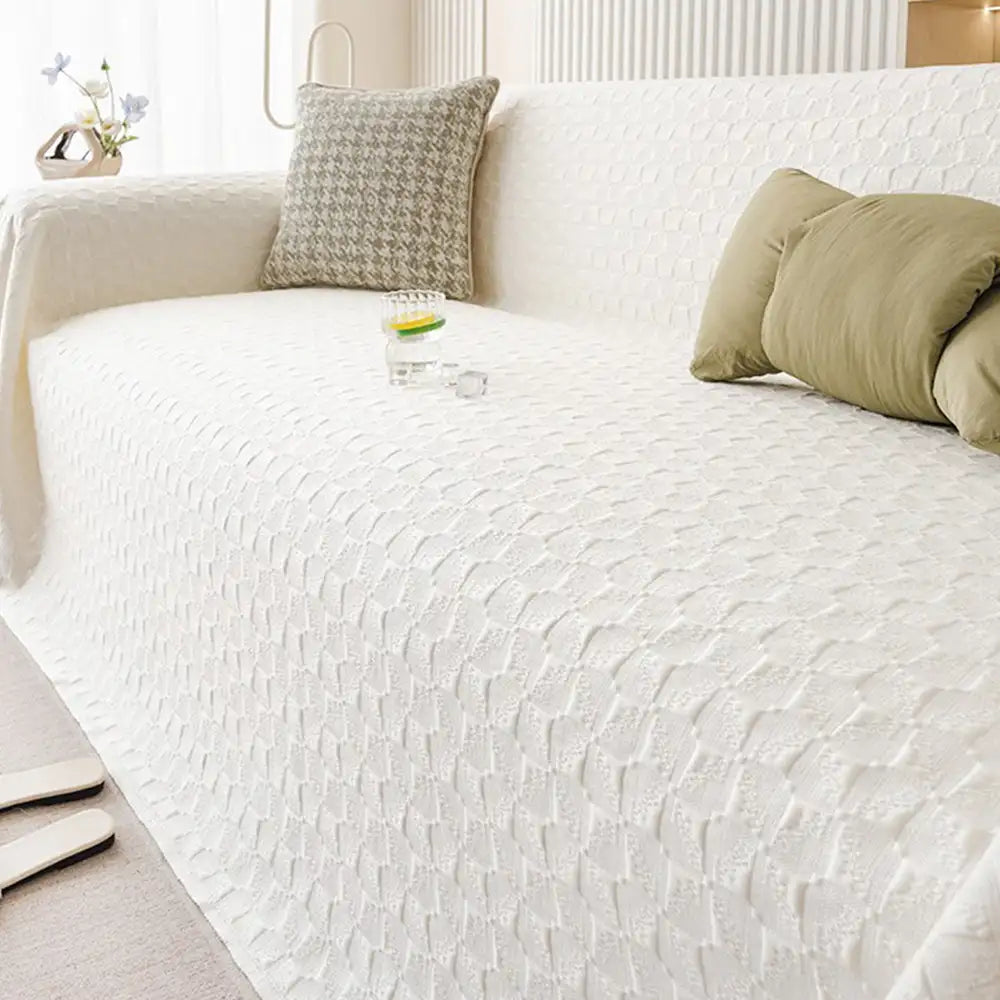 Cooling Textured Ice Silk Sofa Blanket – Skin-Friendly, Breathable, Washable Couch Cover