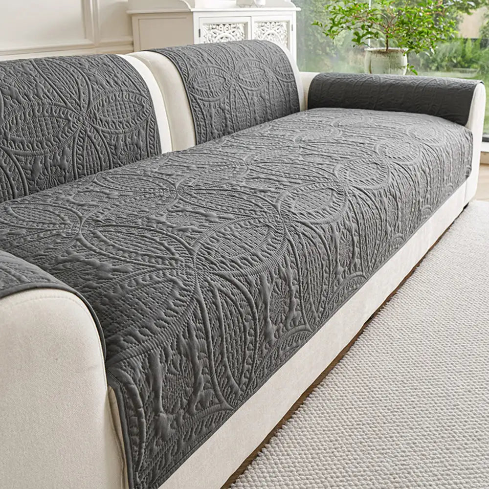 All-Season Water-Repellent Brushed Fabric Outdoor Couch Cover - Breathable & Non-Slip
