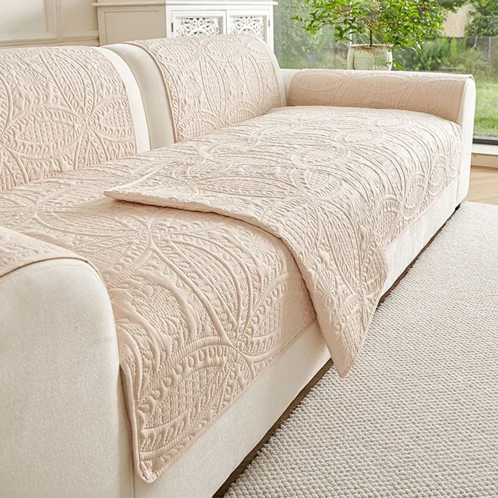 All-Season Water-Repellent Brushed Fabric Outdoor Couch Cover - Breathable & Non-Slip