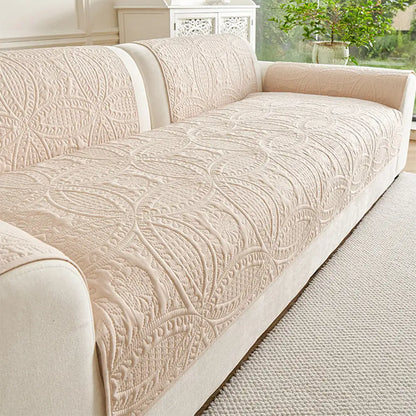 All-Season Water-Repellent Brushed Fabric Outdoor Couch Cover - Breathable & Non-Slip