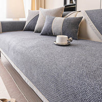 Breathable Woven Cotton-Linen Outdoor Sofa Cover with Non-Slip Backing