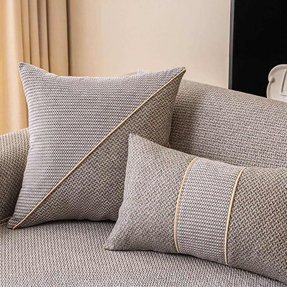 Breathable Woven Cotton-Linen Couch Cover with Non-Slip Backing