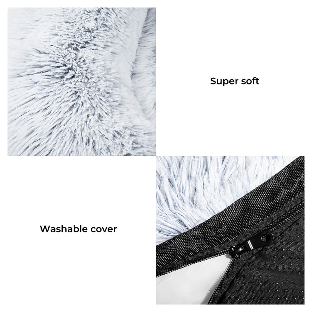 Calming Furniture Protector Dog Bed with Plush Fuzzy Backrest