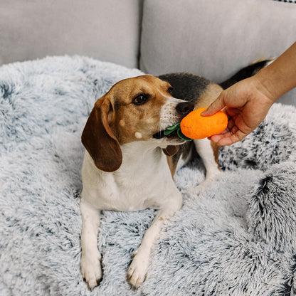Calming Furniture Protector Dog Bed with Plush Fuzzy Backrest