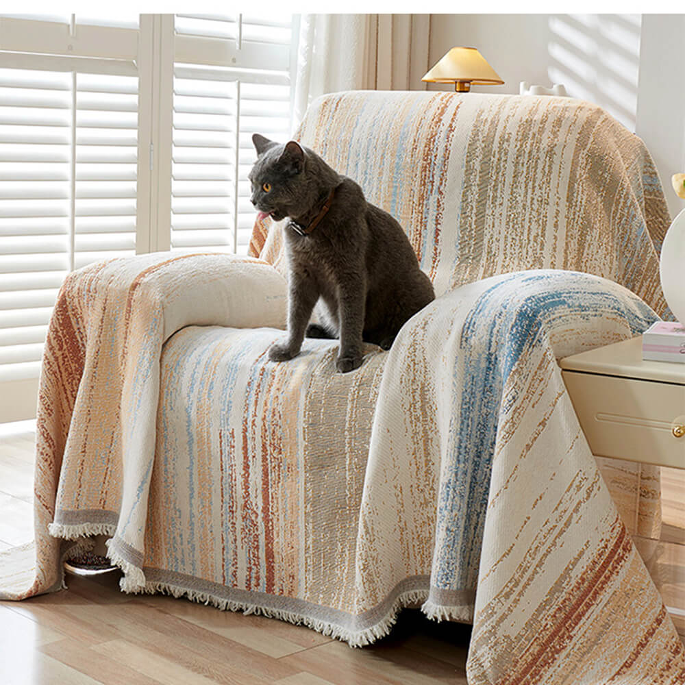 Colorful Rainbow Gradient Sofa Throw Cover - Full-Couch Drape for Couch Protection