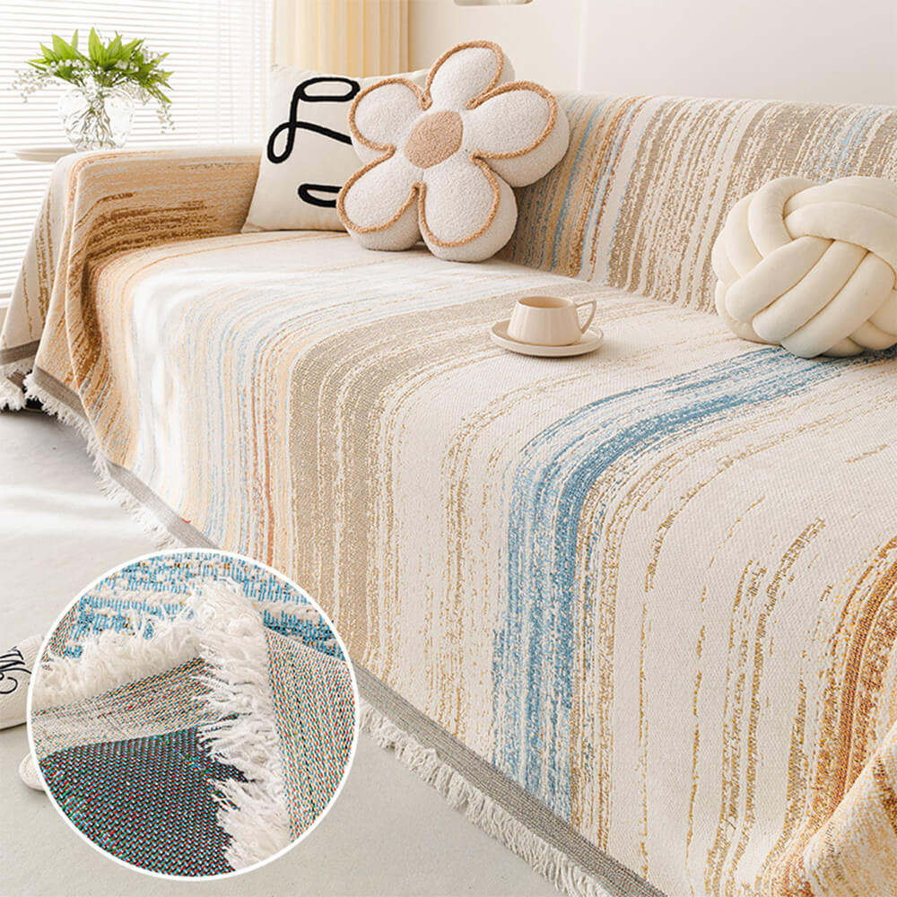 Colorful Rainbow Gradient Sofa Throw Cover - Full-Couch Drape for Couch Protection