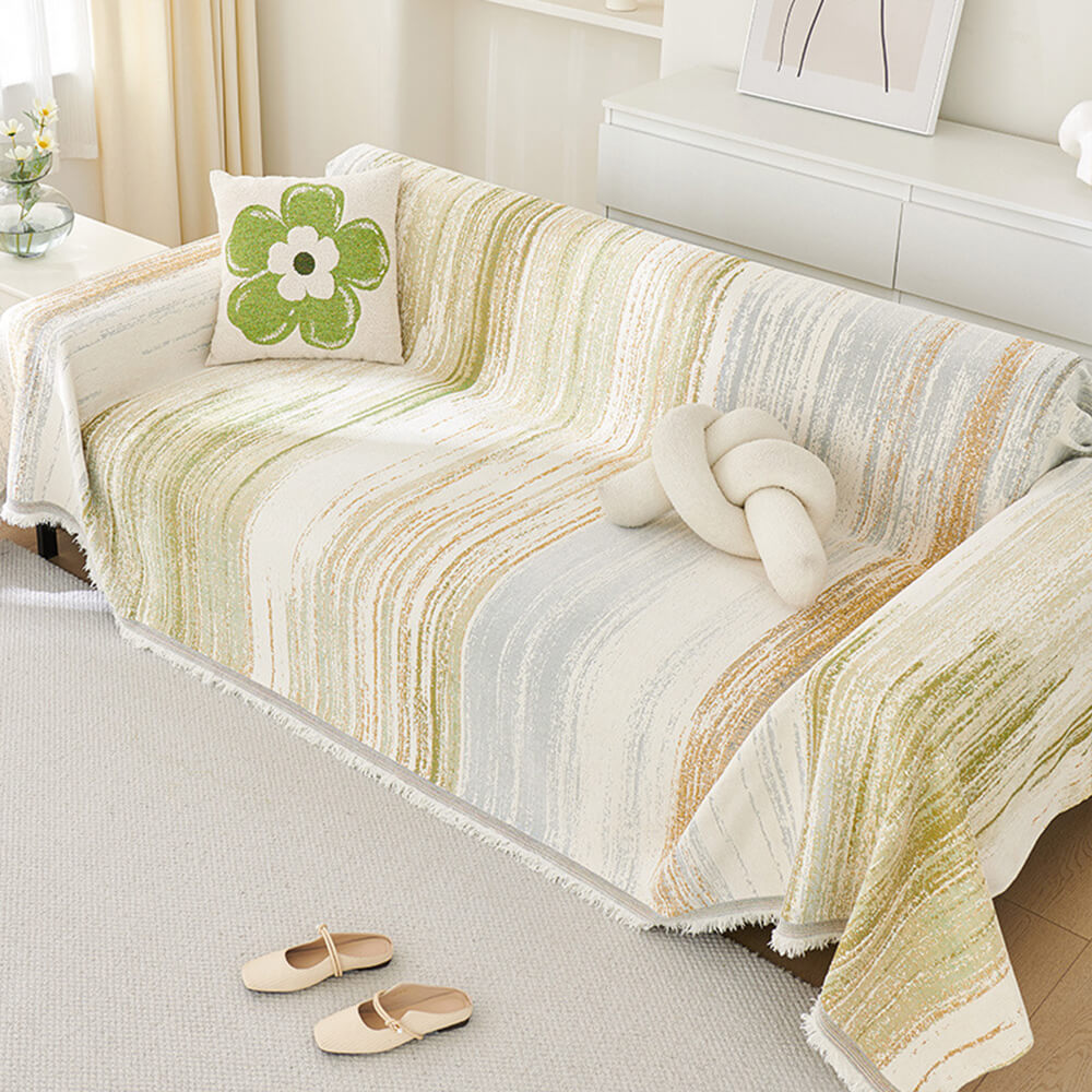 Colorful Rainbow Gradient Sofa Throw Cover - Full-Couch Drape for Couch Protection