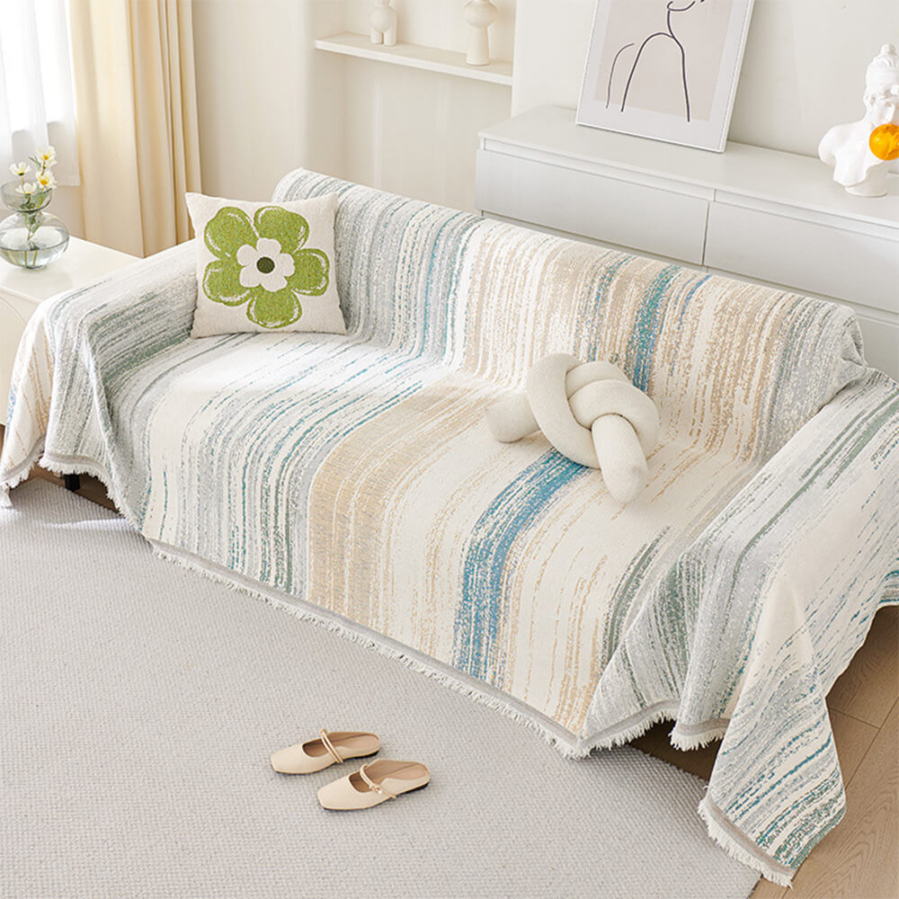 Colorful Rainbow Gradient Sofa Throw Cover - Full-Couch Drape for Couch Protection