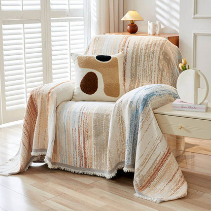 Colorful Rainbow Gradient Sofa Throw Cover - Full-Couch Drape for Couch Protection