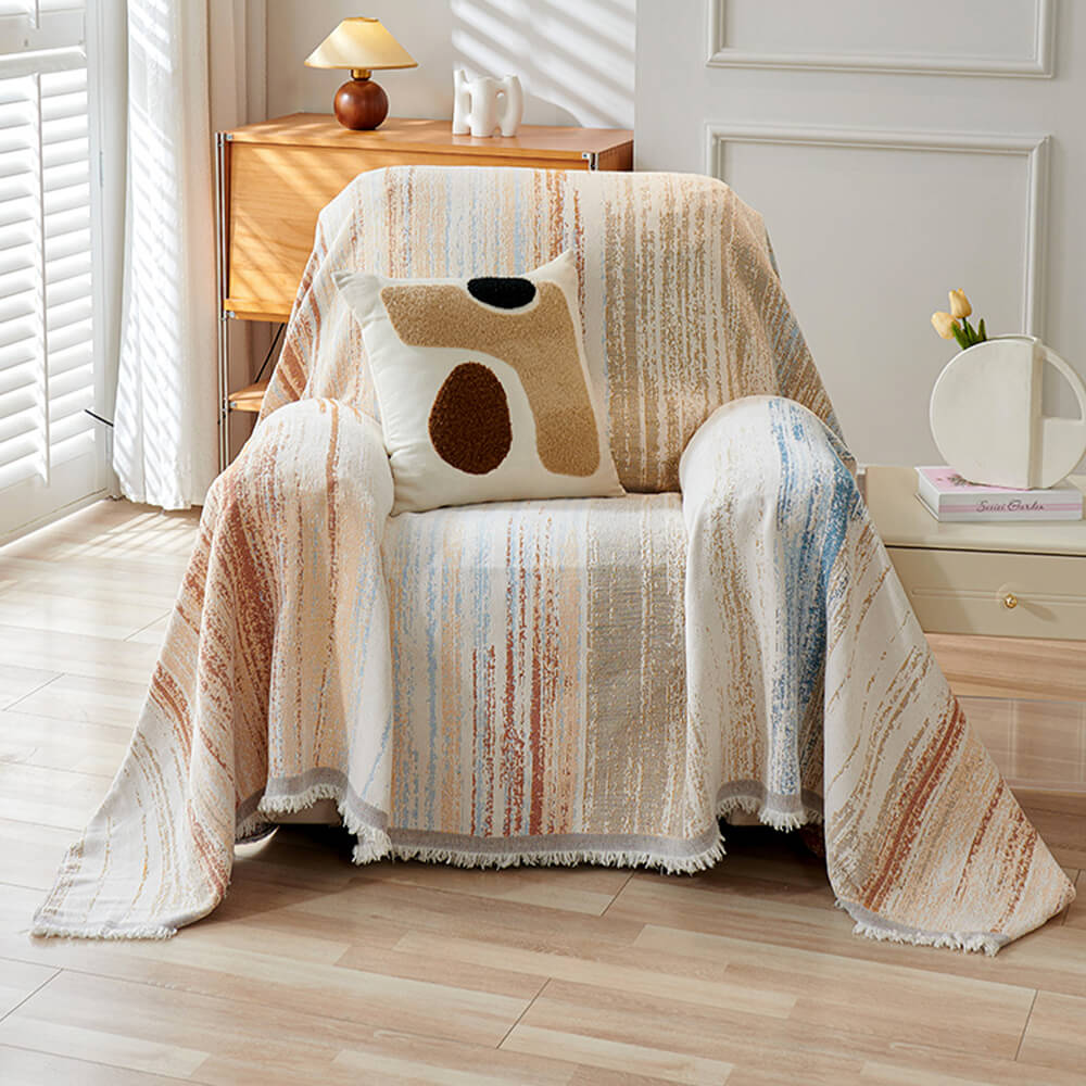 Colorful Rainbow Gradient Sofa Throw Cover - Full-Couch Drape for Couch Protection