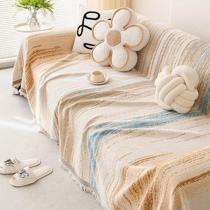 Colorful Rainbow Gradient Sofa Throw Cover - Full-Couch Drape for Couch Protection