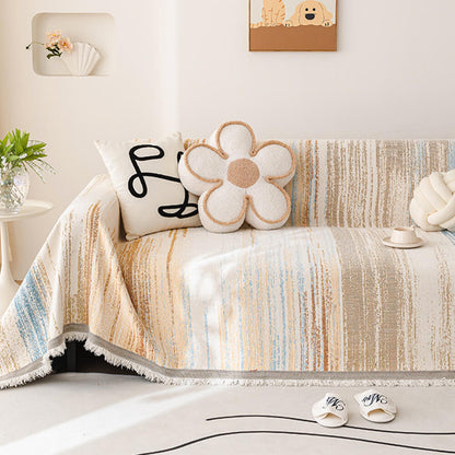 Colorful Rainbow Gradient Sofa Throw Cover - Full-Couch Drape for Couch Protection