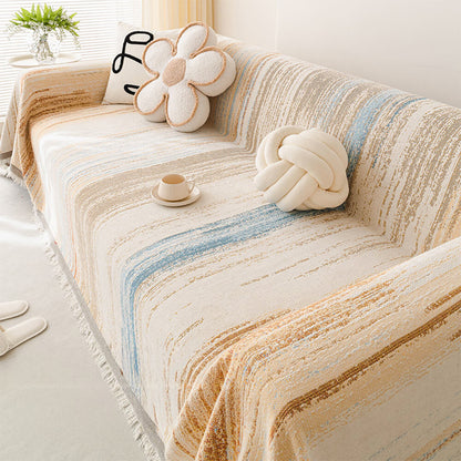 Colorful Rainbow Gradient Sofa Throw Cover - Full-Couch Drape for Couch Protection