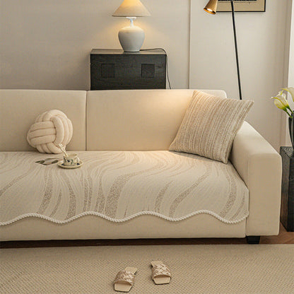 Cool-Touch Ice Silk Minimalist Couch Cover with Braided Edge