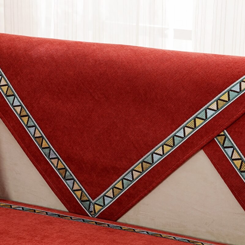 Geometric Chenille Couch Cover - Non-Slip, Solid-Color Slipcover for Cozy Comfort