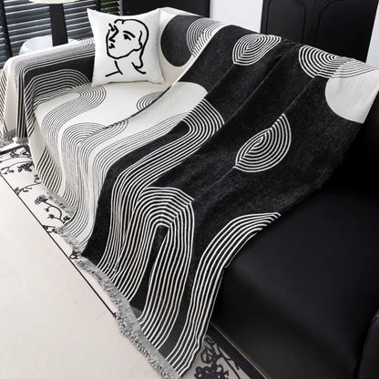 Geometric Striped Chenille Sofa Cover - Durable Protection for Your Couch