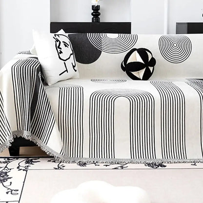Geometric Striped Chenille Sofa Cover - Durable Protection for Your Couch