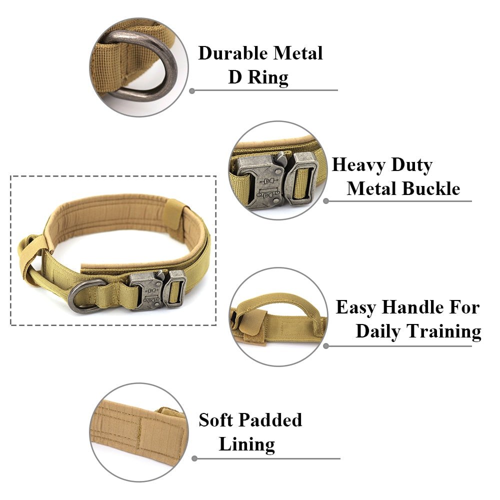 Rugged Padded Nylon Tactical Dog Collar for Better Control