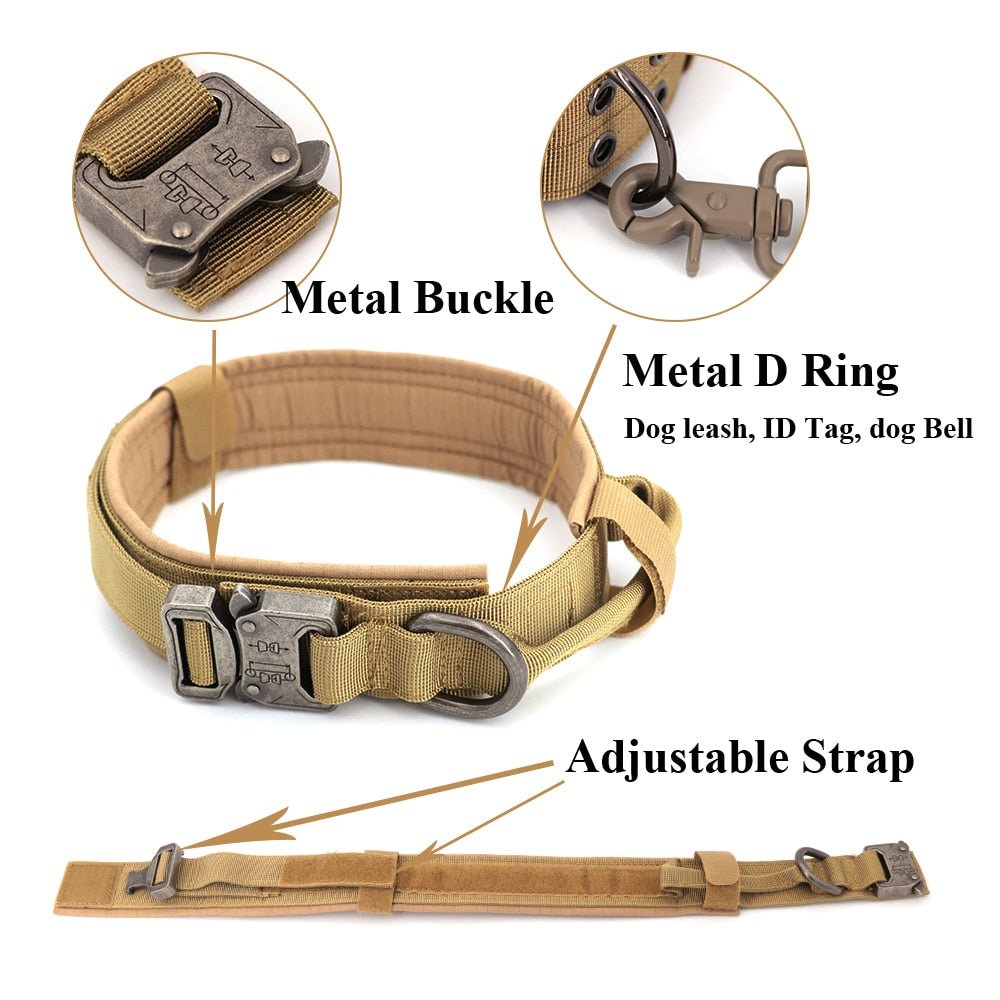 Rugged Padded Nylon Tactical Dog Collar for Better Control