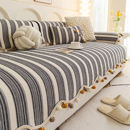 Chenille Sofa Cover – Irregular Color-Contrast, Skin-Friendly, Non-Slip Protection for Your Couch