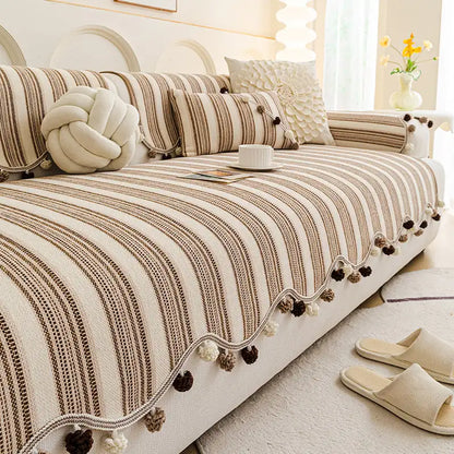 Chenille Sofa Cover – Irregular Color-Contrast, Skin-Friendly, Non-Slip Protection for Your Couch