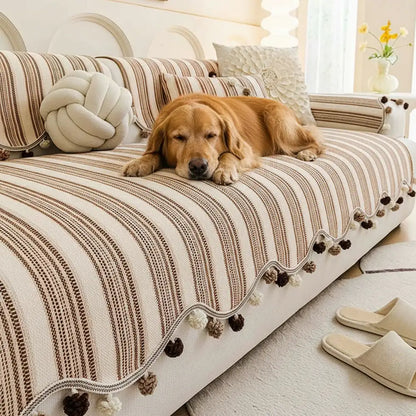 Chenille Sofa Cover – Irregular Color-Contrast, Skin-Friendly, Non-Slip Protection for Your Couch