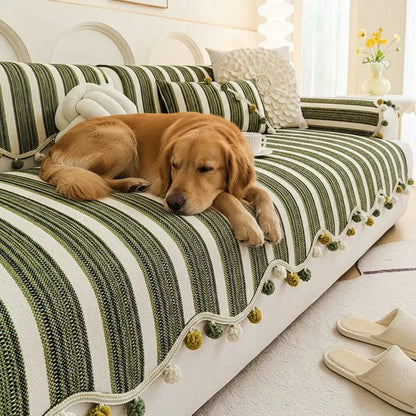 Chenille Sofa Cover – Irregular Color-Contrast, Skin-Friendly, Non-Slip Protection for Your Couch